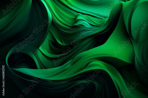 vivid green flowing shapes. Generative AI