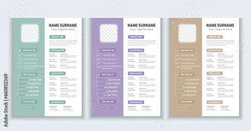 Professional Resume cv and Cover Letter Layout Vector Template for Business Job Applications, Minimalist resume cv template, Resume design template, Modern cv design, multipurpose resume design photo