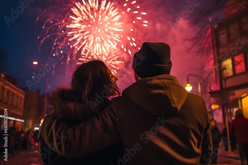 people watching the fireworks during the celebration of the new year