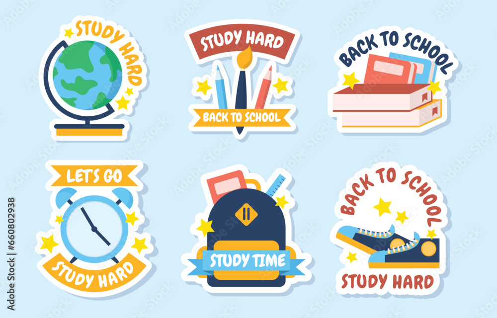 set of labels badges and sticker design back to school