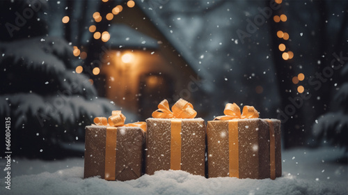 雪の中のプレゼント Gift box in snow © kyo