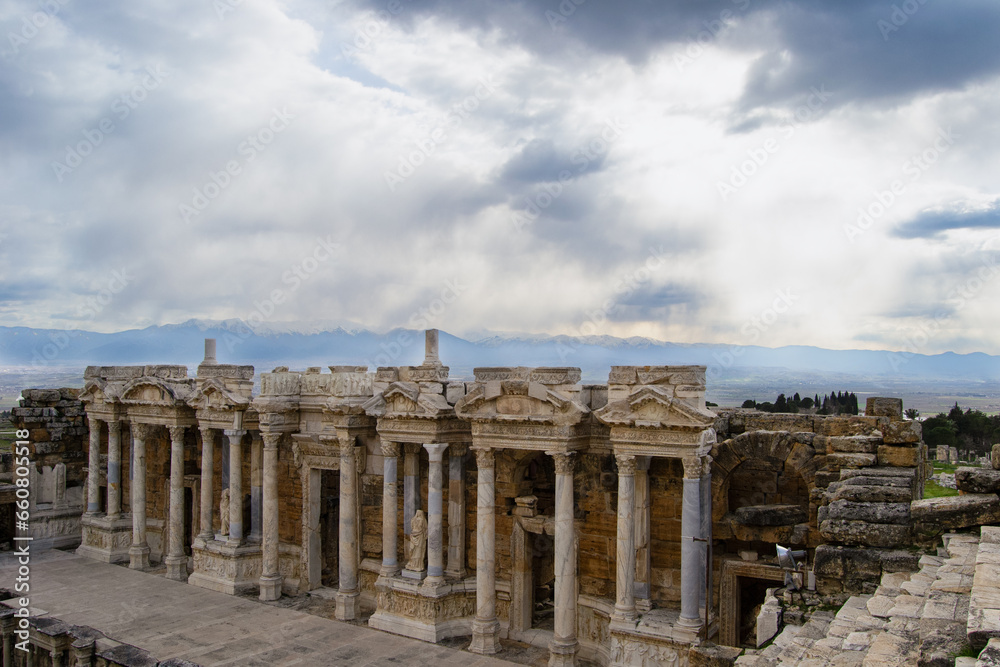 Ancient statues and theater. Historical theater with historical statues.