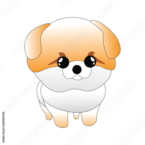 Cute Little Puppy Vector Illustration. Cute Little Dog.