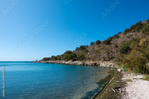Beautiful scenery by the sea in Sagiada strip  Igoumenitsa  Greece  close to the border with Albania