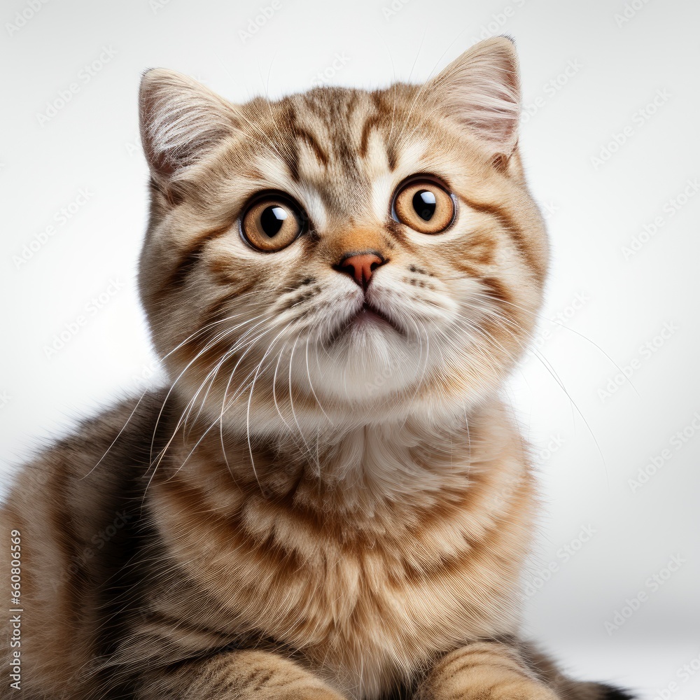 Scottish Fold Long hair on a completely white background , wallpaper pictures, Background HD