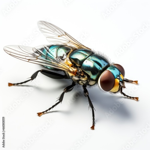 Full view Housefly on a completely white background, wallpaper pictures, Background HD © MI coco