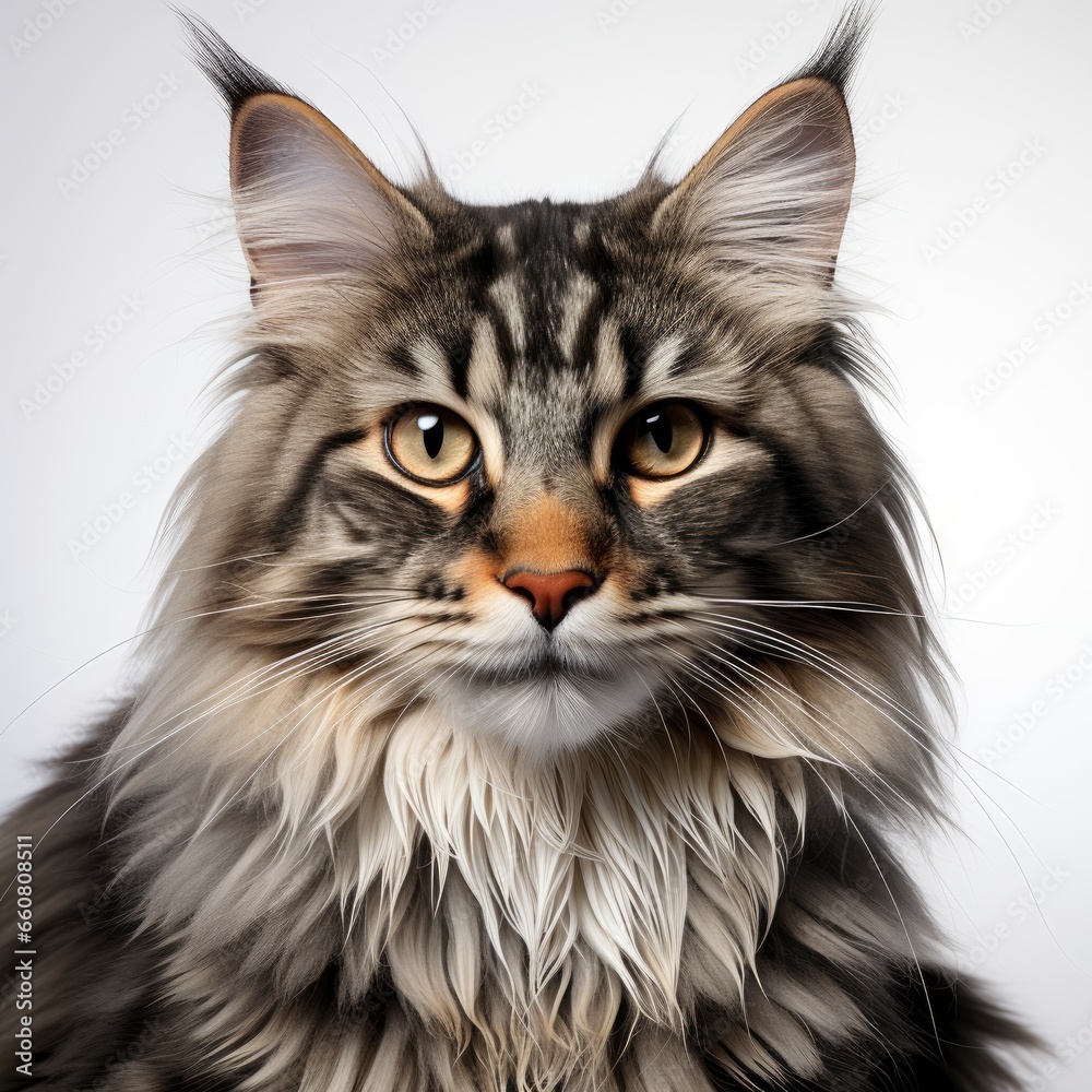 Full view Maine Coon on a completely white background , wallpaper pictures, Background HD