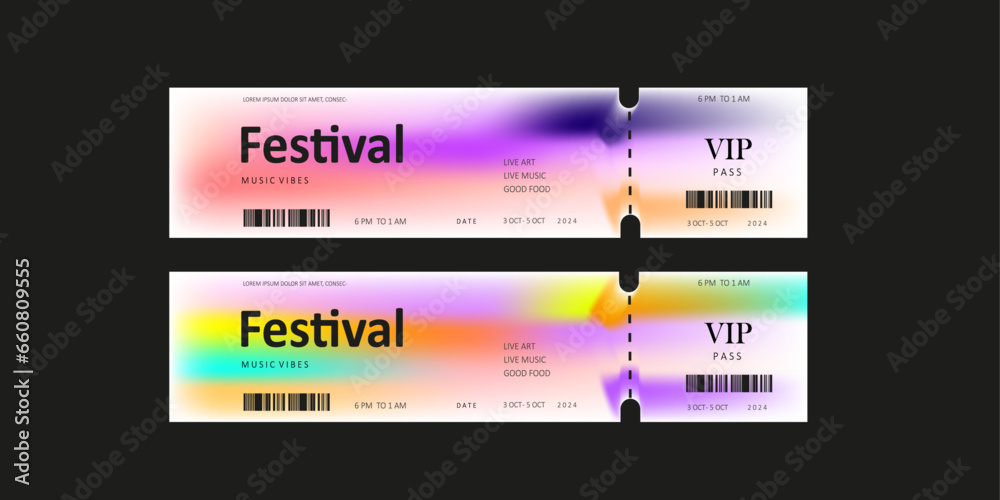 set of Music festival ticket templates - obrazy, fototapety, plakaty 