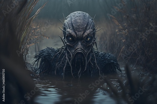creepy humanoid is hiding in the swamps highly defined macrophotography  © Robert