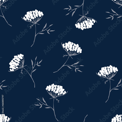seamless vector flower design on gray background