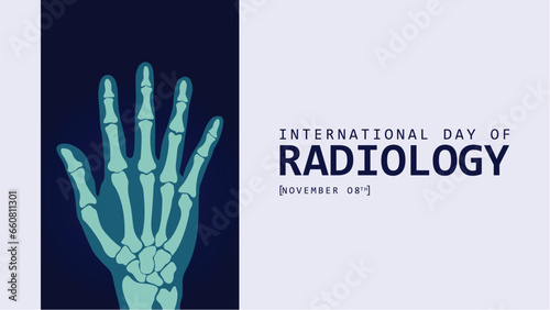 International day of radiology. Hand bone x-ray vector illustration. Suitable for banners, web, greeting cards, social media etc