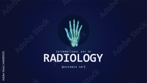 International day of radiology. Hand bone x-ray vector illustration. Suitable for banners, web, greeting cards, social media etc