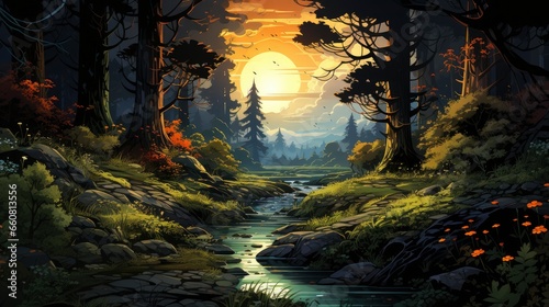 In the forest cartoon, wallpaper pictures, Background HD