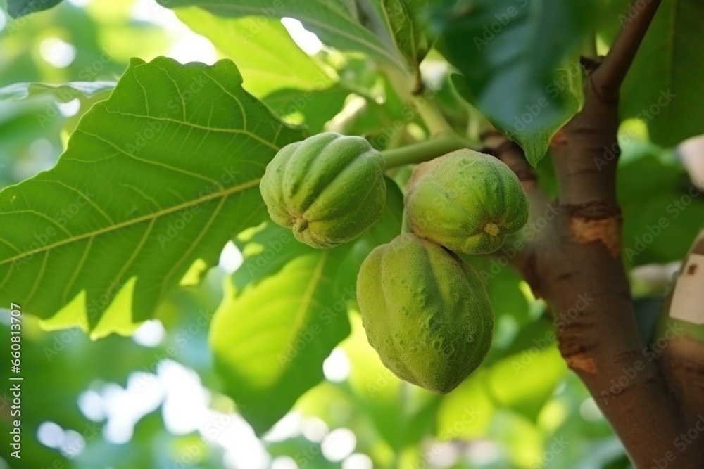 close-up shot of a fully grown fig on a tree