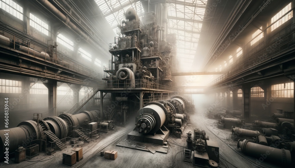 Dusty Relics: Deserted Factory in Economic Recession Dusty Relics: Deserted Factory in Economic Recession