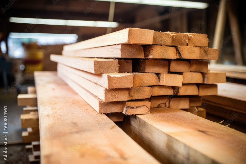 rough wooden planks in a pile at a workshop rough wooden planks in a pile at a workshop