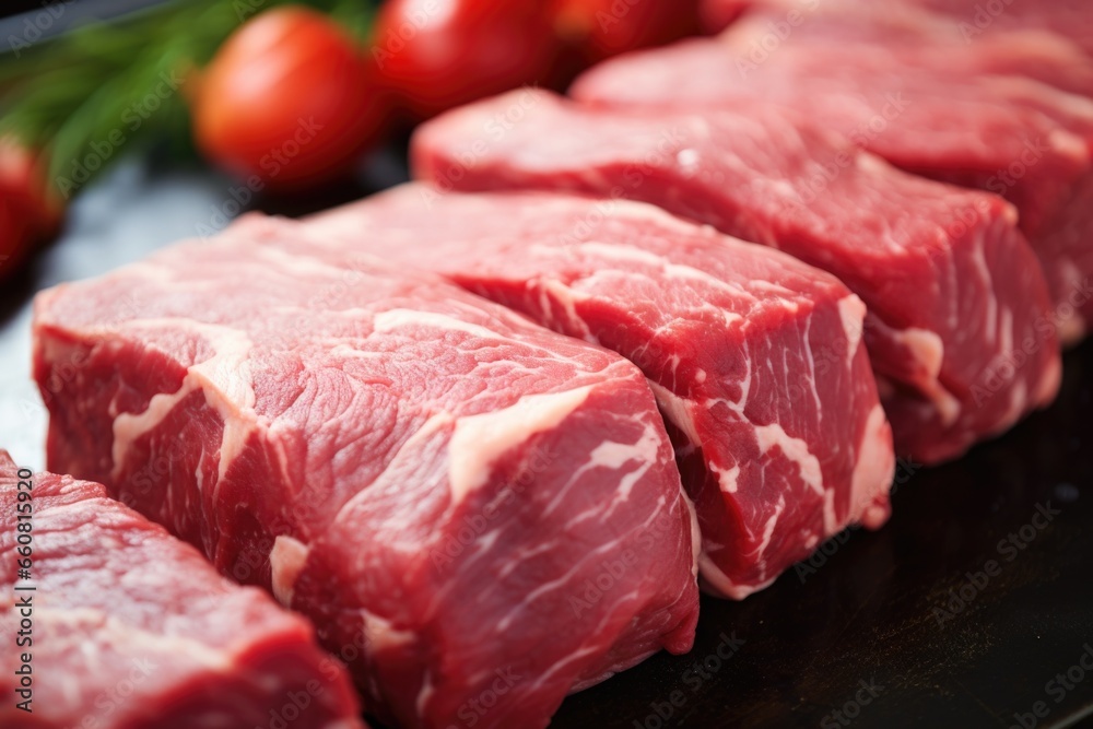 close-up of halal-certified beef