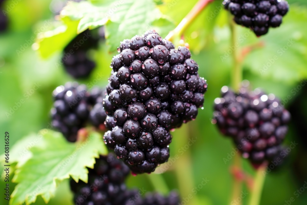 close up of succulent blackberries on a bush close up of succulent blackberries on a bush