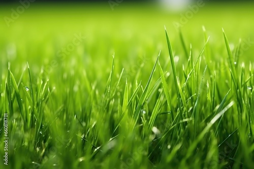 fresh cut grass at lawn  macro shot