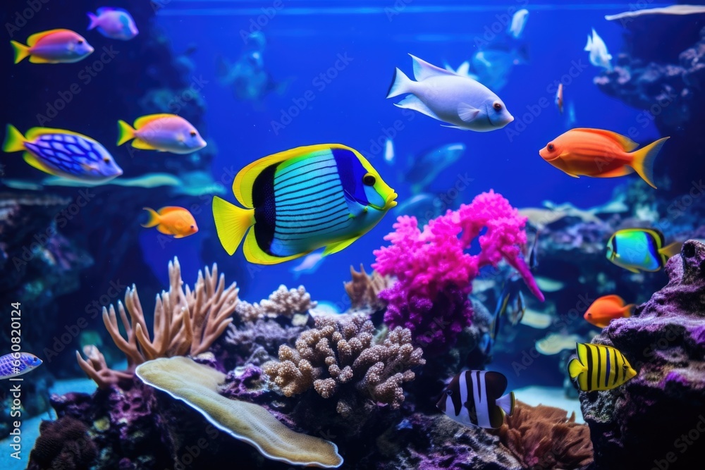 groups of colorful tropical fish together