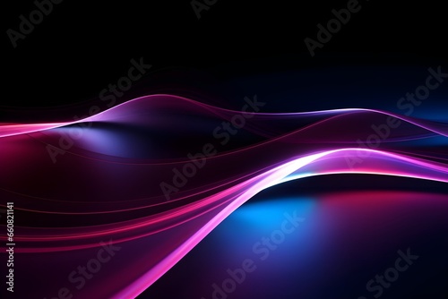 Vibrant Neon Waves: Abstract Elegance in Motion. generative ai photo