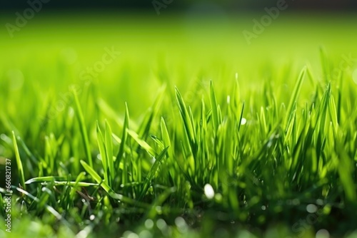 fresh cut grass at lawn, macro shot