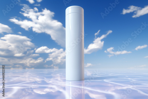 Mockup of elegant Sunscreen tube on natural style background © toonsteb