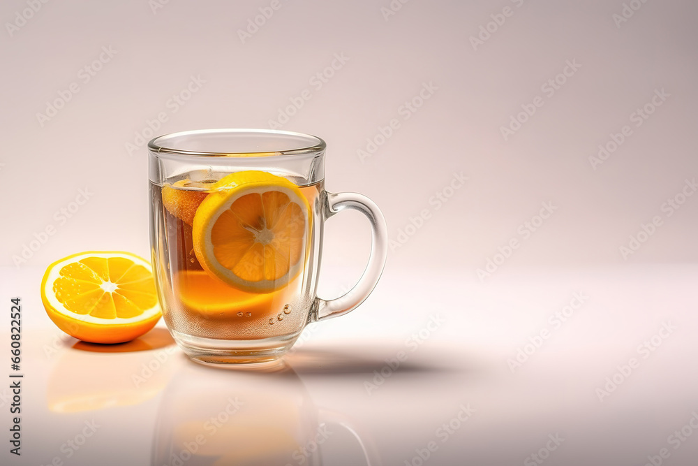 Cup of tea with an orange slices
