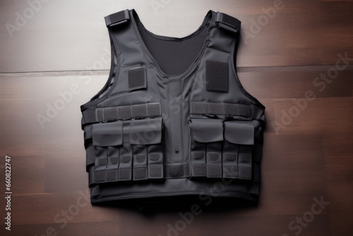 a bulletproof vest laid out flat photo