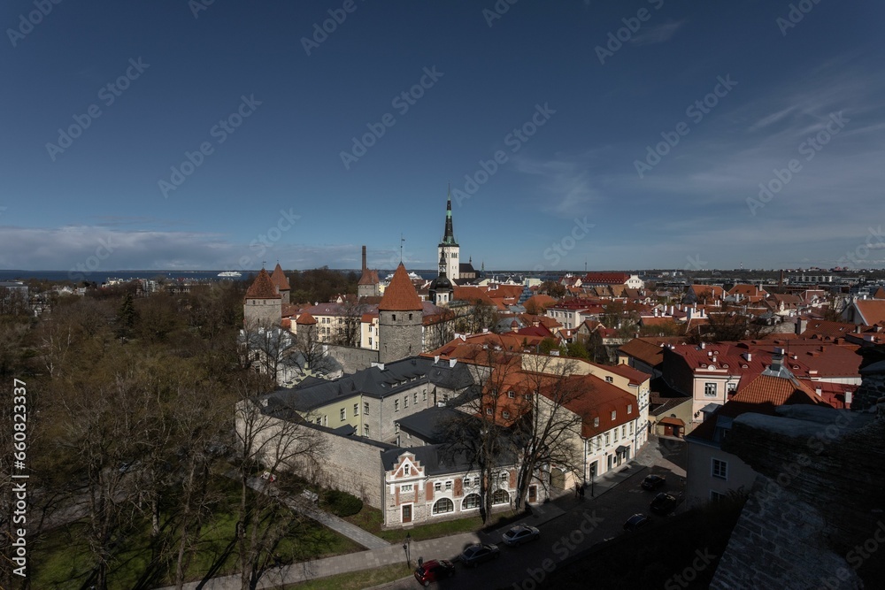 Scenic view of the cityscape of Tallin, Estonia