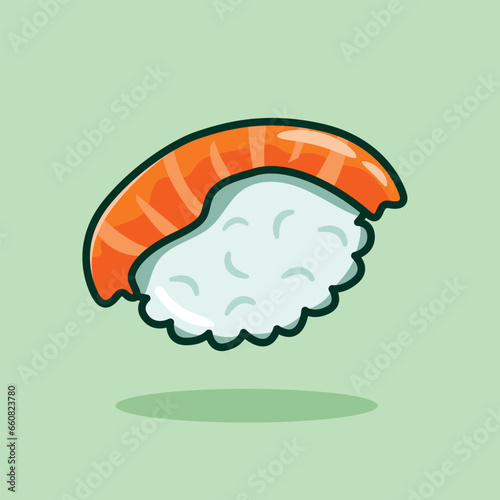 Hirame Sushi Salmon. Vector Illustartion