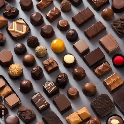 A tray of assorted gourmet chocolates in a fancy box3 photo