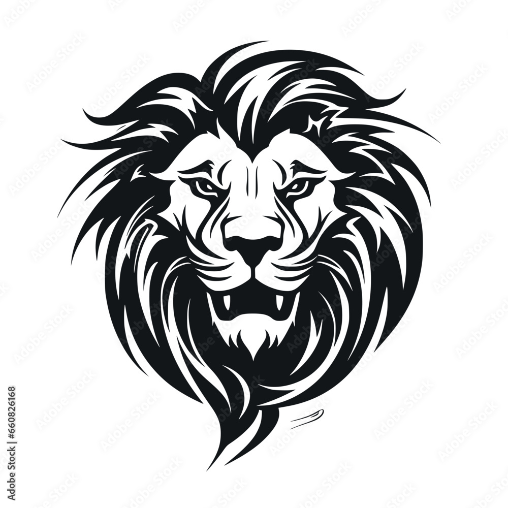 Fototapeta premium Lion Head Abstract Line art Object Animal Vector Illustration