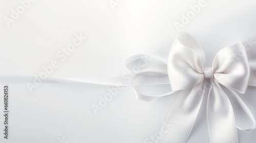 Tableau sur toile A white ribbon bow on a light gray background