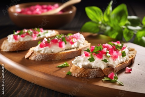 bruschetta with radish and cream cheese spread