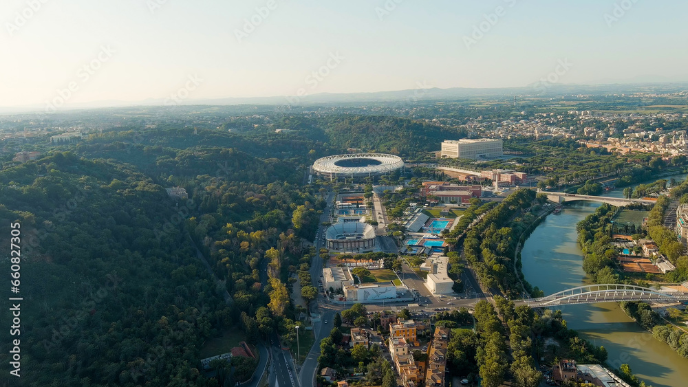 Rome, Italy July 09, 2023 Stadium Olimpico Tour. Sports complex