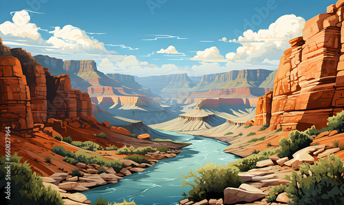 Obraz na płótnie Grand Canyon, Arizona, United States scenery in illustrations, presentation imag