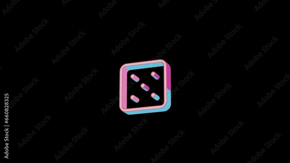 Bright dice five icon is jumping merrily. Retro style. Alpha channel black. Looped from frame 120 to 240, Alpha BW at the end Bright dice five icon is jumping merrily. Retro style. Alpha channel black. Looped from frame 120 to 240, Alpha BW at the end