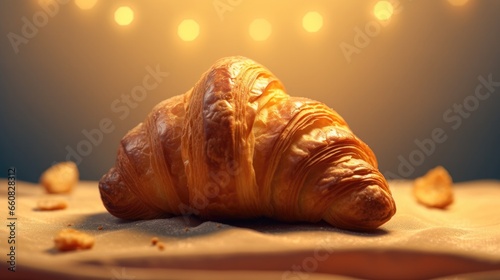 Premium croissant for servings in cafe and restaurant on elegant beautiful background,and for presentation advertising a new menu.