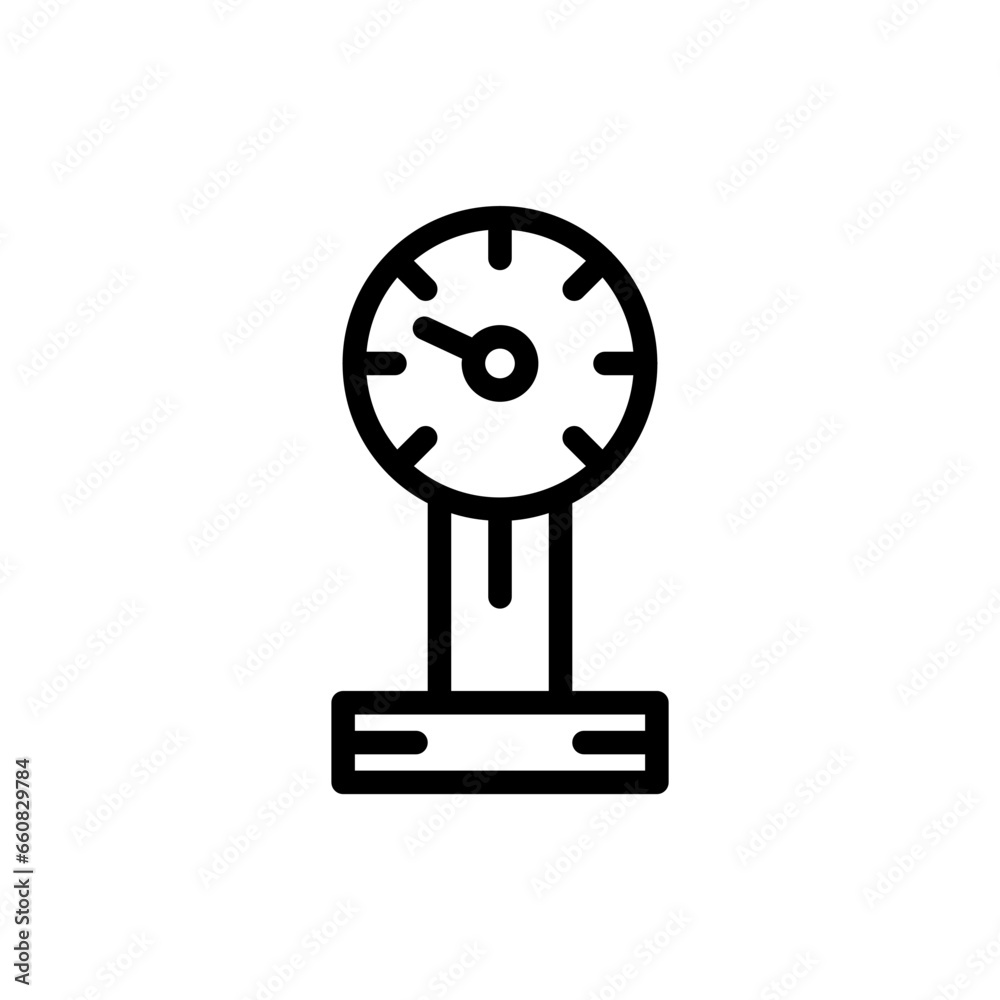 Weight scale measurement icon with black outline style. weight, health, diet, fitness, scale, body, measure. Vector Illustration Weight scale measurement icon with black outline style. weight, health, diet, fitness, scale, body, measure. Vector Illustration