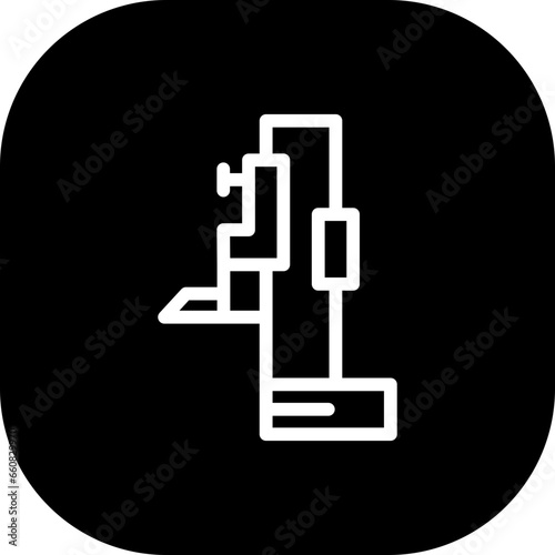 Height gauge measurement icon with black filled line outline style. measure, gauge, height, meter, scale, ruler, chart. Vector Illustration