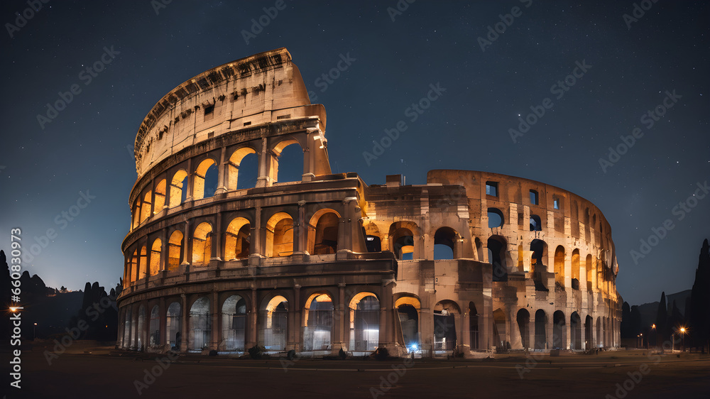 Colosseum in Italy at night