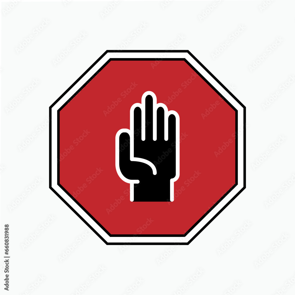 Obraz premium Hand Stop Icon. Prohibited Symbol for Entry - Vector.