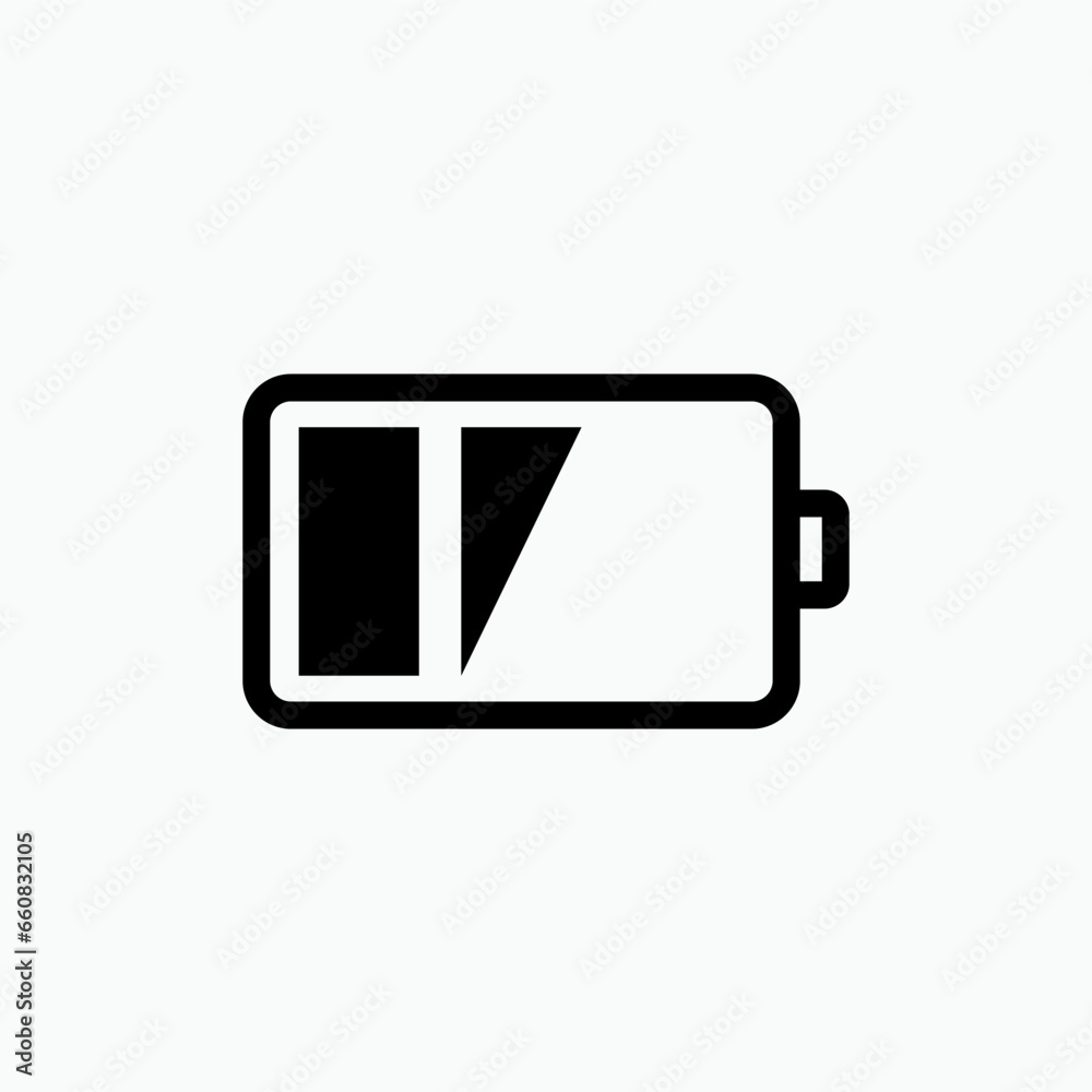 Low Battery Icon. Minimum Level Power, Less Energy Symbol - Vector. Low Battery Icon. Minimum Level Power, Less Energy Symbol - Vector.