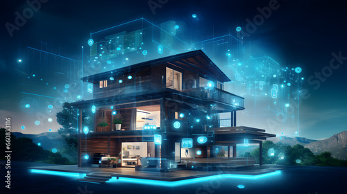 Interior smart home illustration with artificial intelligence concept © FutureStock