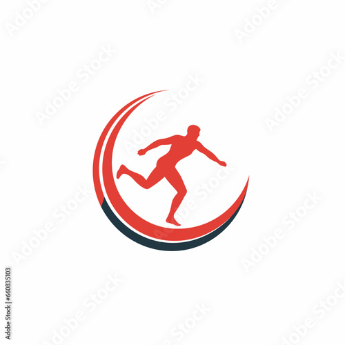 Personal trainer filled red logo. Sport wear. Gym workout. Sportsman silhouette. Design element. Created with artificial intelligence. Dynamic ai art for corporate branding  fitness app  health coach