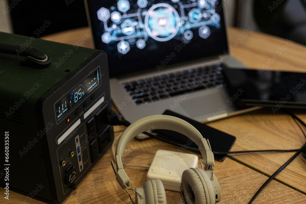 Behind the scenes of video production or video shooting. headphones, video equipment Behind the scenes of video production or video shooting. headphones, video equipment