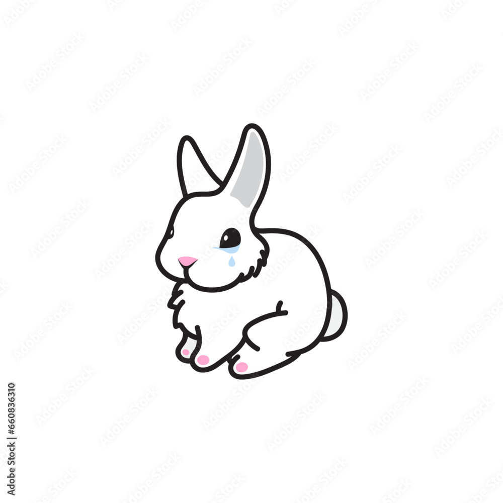 Obraz premium Cute rabbit doodle vector illustration character design