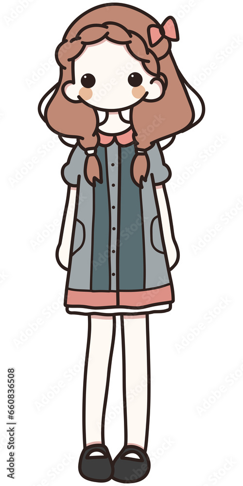 Cute and Kawaii girl cartoon character drawn Cute and Kawaii girl cartoon character drawn