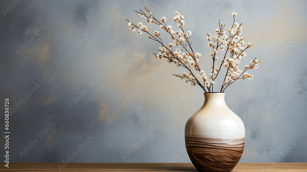 Handmade Ceramic vase 1 Piece for Home Decoration. left copy space - Generative AI